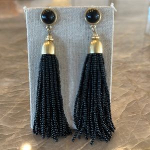 Stella & Dot black/gold chandelier earrings.